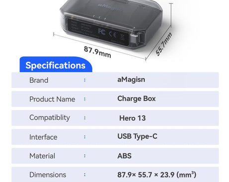 aMagisn Fast Charging Battery Charger Case for GoPro HERO13 Black/12 Black /11 Black  /10 Black /9 Black