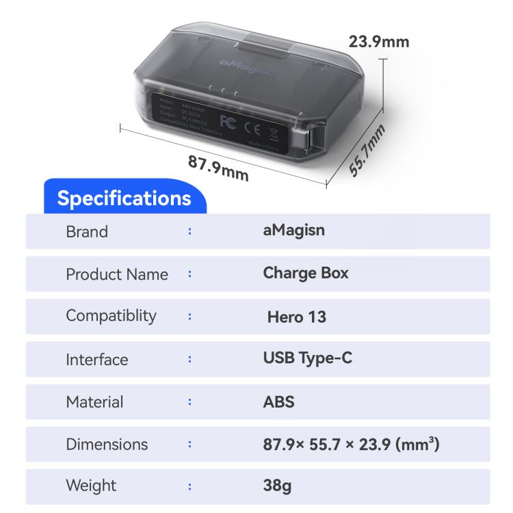 aMagisn Fast Charging Battery Charger Case for GoPro HERO13 Black/12 Black /11 Black  /10 Black /9 Black