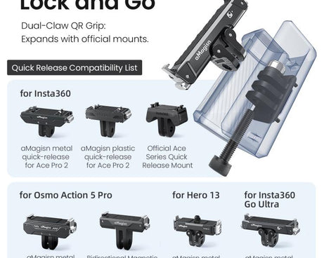 aMagisn Universal Camera Metal Xplorer Grip Kit For DJI Osmo Action/Insta360/GoPro HERO Series