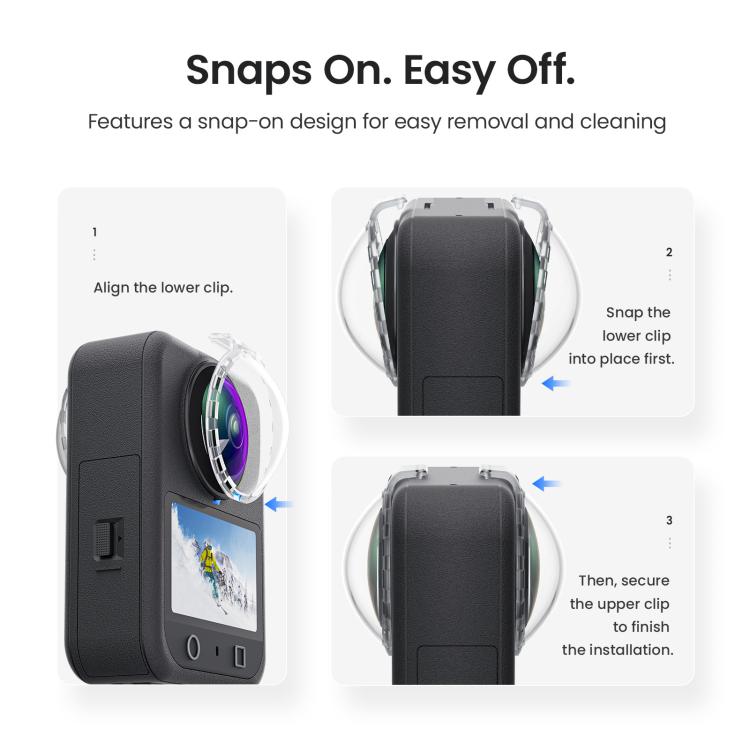 For DJI Osmo 360 aMagisn Anti-Fog Clip-On Lens Guard HD Lens Cover