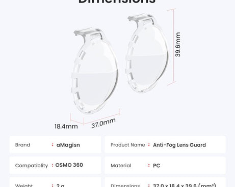For DJI Osmo 360 aMagisn Anti-Fog Clip-On Lens Guard HD Lens Cover