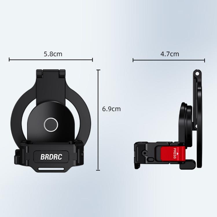 For DJI Osmo Pocket 3 BRDRC Magnetic Expandable Phone Holder Cold Shoe Mount, Black