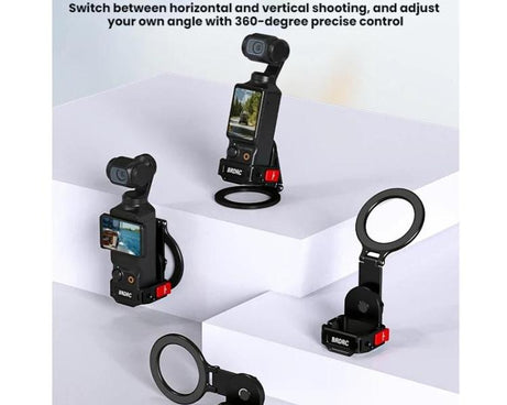 For DJI Osmo Pocket 3 BRDRC Magnetic Expandable Phone Holder Cold Shoe Mount, Black