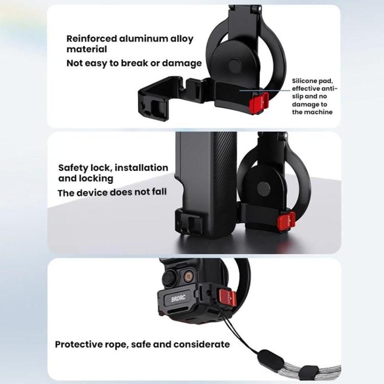 For DJI Osmo Pocket 3 BRDRC Magnetic Expandable Phone Holder Cold Shoe Mount, Black