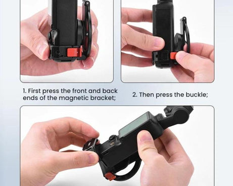For DJI Osmo Pocket 3 BRDRC Magnetic Expandable Phone Holder Cold Shoe Mount, Black