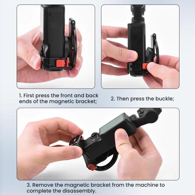 For DJI Osmo Pocket 3 BRDRC Magnetic Expandable Phone Holder Cold Shoe Mount, Black