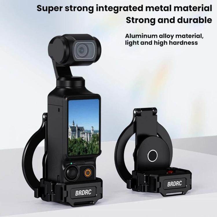For DJI Osmo Pocket 3 BRDRC Magnetic Expandable Phone Holder Cold Shoe Mount, Black