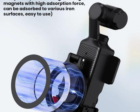 For DJI Osmo Pocket 3 BRDRC Magnetic Expandable Phone Holder Cold Shoe Mount, Black