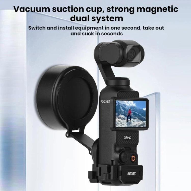 For DJI Osmo Pocket 3 BRDRC Magnetic Expandable Phone Holder Cold Shoe Mount, Black