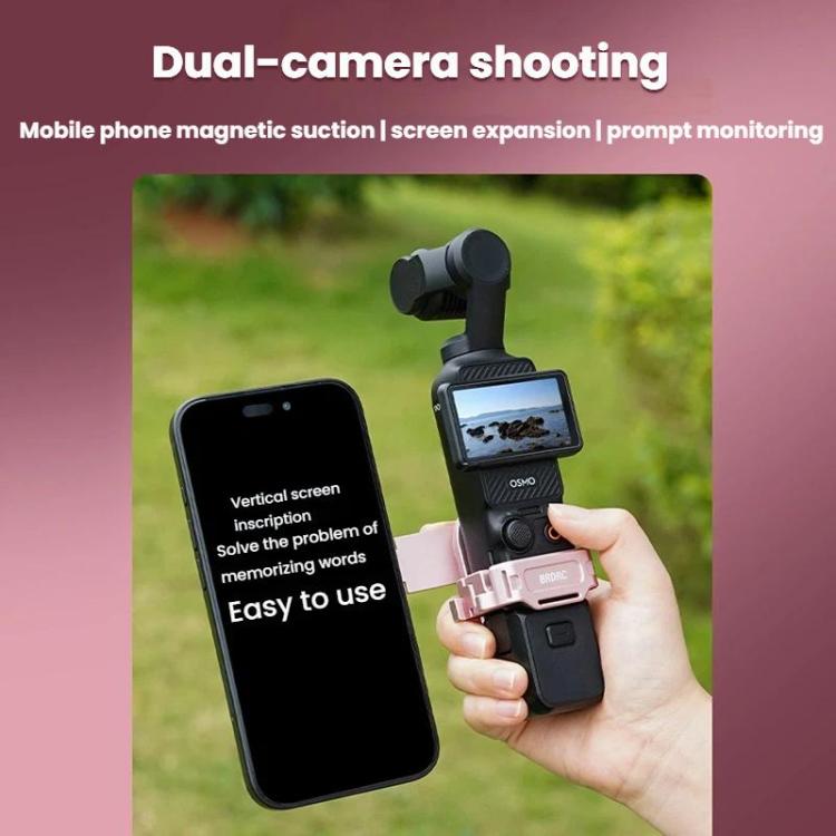 For DJI Osmo Pocket 3 BRDRC Magnetic Expandable Phone Holder Cold Shoe Mount