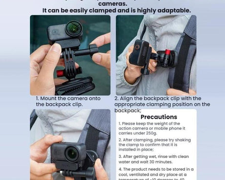 For DJI/GoPro/Insta360 Backpack Shoulder Strap Camera Mount