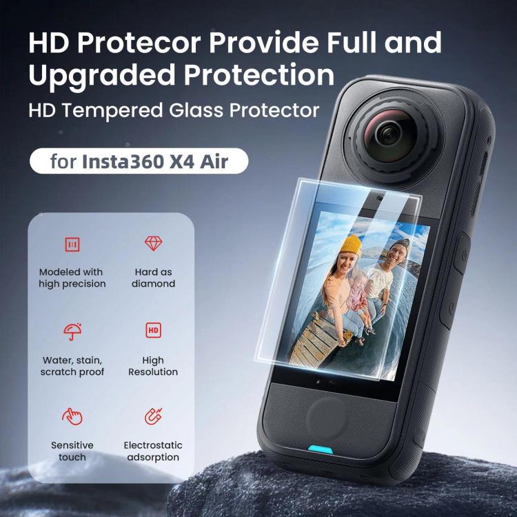 For Insta360 X4 Air aMagisn Tempered Glass Screen Protector HD Anti-Scratch 9H Hardness Lens Film