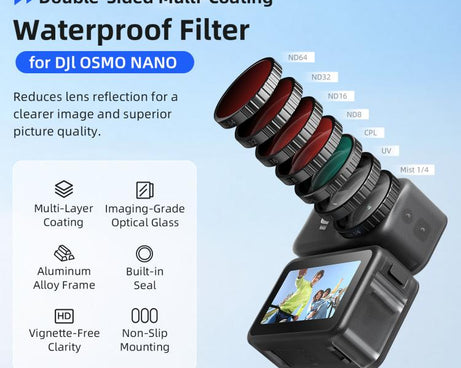 For DJI Osmo Nano aMagisn Waterproof Lens Filter, UV, CPL, ND8+ND16+ND32+ND64, CPL+ND8+ND16+ND32, Mist 1/4