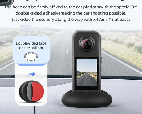 For Insta360 X4 Air/X3 aMagisn Silicone Mount Holder Base Car Dashboard & Desk Stand