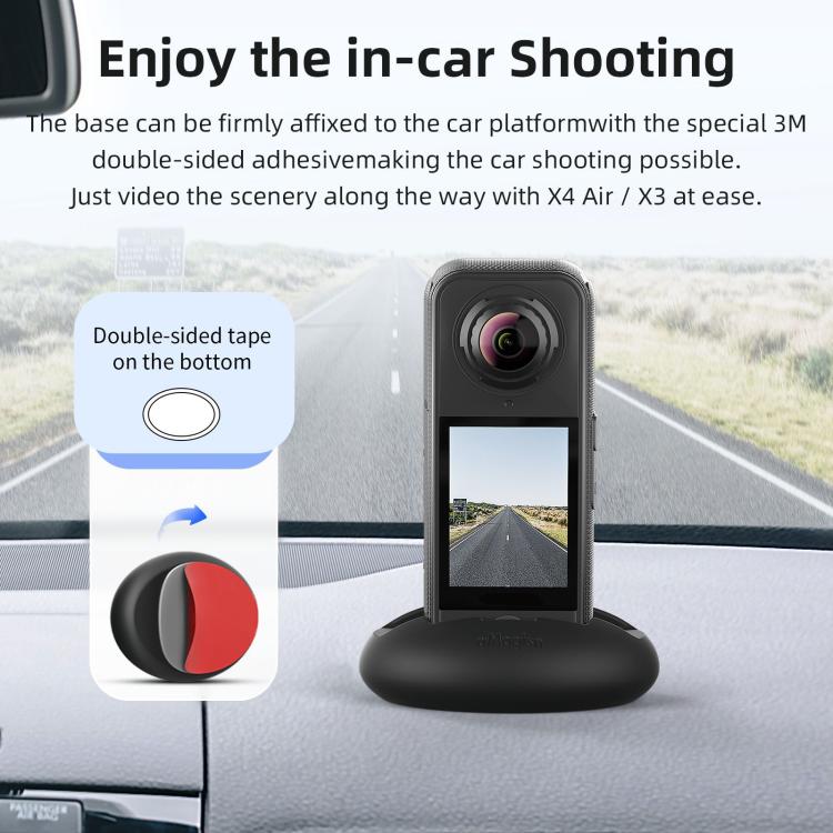 For Insta360 X4 Air/X3 aMagisn Silicone Mount Holder Base Car Dashboard & Desk Stand