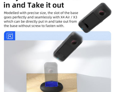 For Insta360 X4 Air/X3 aMagisn Silicone Mount Holder Base Car Dashboard & Desk Stand