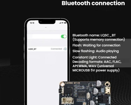 MP3 Bluetooth 5.1 Decoding Board DIY Modified Lossless Car Audio Receiver Module, LQSC BT-V5