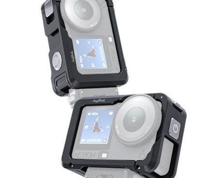 For DJI Osmo Action 6 Joyshot Dual-Open Metal Cage Aluminum Protective Frame with 1/4-inch Screw Holes & Cold Shoe Mount