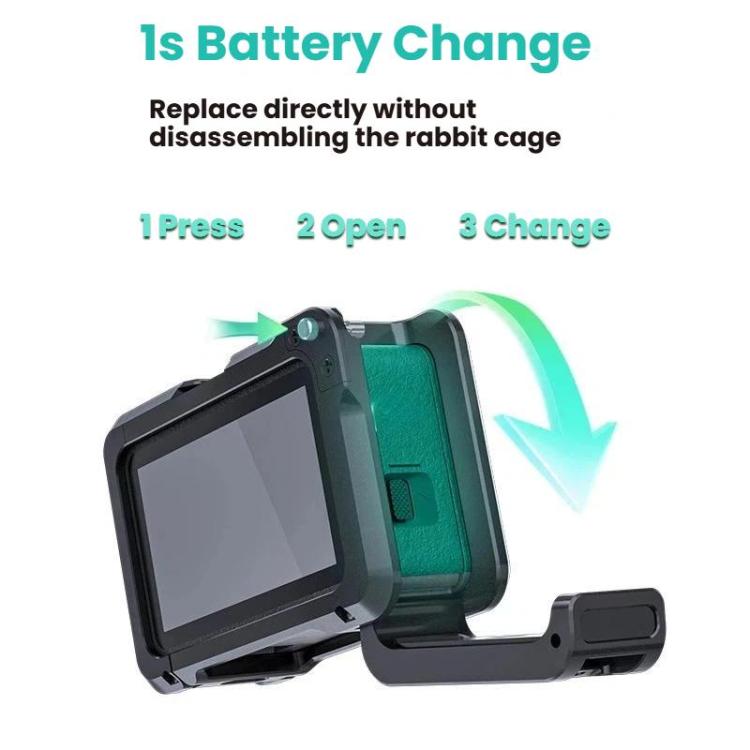 For DJI Osmo Action 6 Joyshot Dual-Open Metal Cage Aluminum Protective Frame with 1/4-inch Screw Holes & Cold Shoe Mount