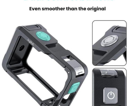 For DJI Osmo Action 6 Joyshot Dual-Open Metal Cage Aluminum Protective Frame with 1/4-inch Screw Holes & Cold Shoe Mount