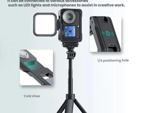 For DJI Osmo Action 6 Joyshot Dual-Open Metal Cage Aluminum Protective Frame with 1/4-inch Screw Holes & Cold Shoe Mount