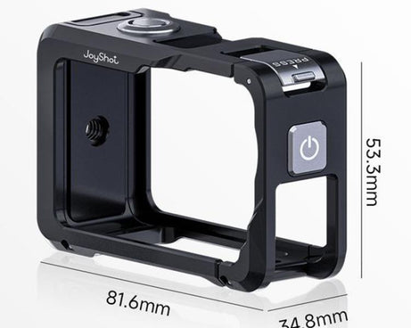 For DJI Osmo Action 6 Joyshot Dual-Open Metal Cage Aluminum Protective Frame with 1/4-inch Screw Holes & Cold Shoe Mount