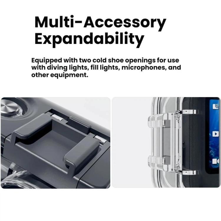 For DJI Osmo Action 6 Waterproof Case 70m IPX8 Dive Housing with Dual Cold Shoe