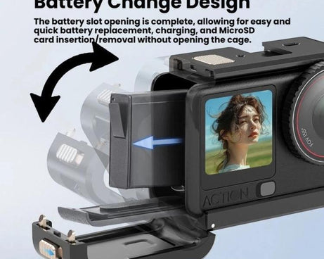 For DJI Osmo Action 6 Aluminum Alloy Cage Expandable Protective Frame with Silicone Lens Cap, Alloy Cage