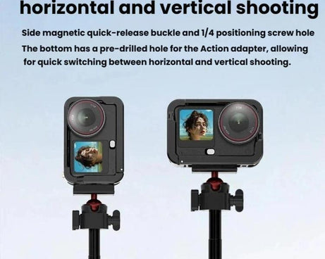 For DJI Osmo Action 6 Aluminum Alloy Cage Expandable Protective Frame with Silicone Lens Cap, Alloy Cage