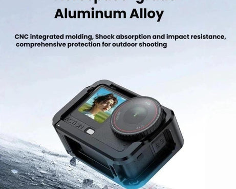 For DJI Osmo Action 6 Aluminum Alloy Cage Expandable Protective Frame with Silicone Lens Cap, Alloy Cage