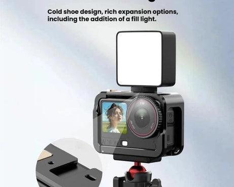 For DJI Osmo Action 6 Aluminum Alloy Cage Expandable Protective Frame with Silicone Lens Cap, Alloy Cage