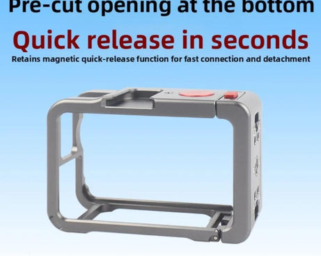 For DJI Osmo Action 6 Metal Extension Cage Protective Frame with Cold Shoe Mount