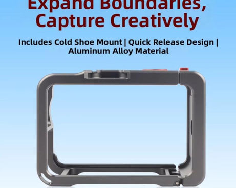 For DJI Osmo Action 6 Metal Extension Cage Protective Frame with Cold Shoe Mount