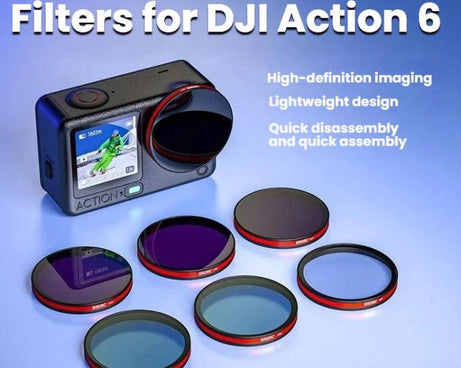For DJI Osmo Action 6 BRDRC Lens Filter Accessories, UV, CPL, ND16, Black Diffusion, UV+CPL+ND16, CPL+ND16+ND32+ND64