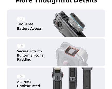 For Insta360 X4 Air aMagisn Quick-Release Metal Cage Wind Noise Reduction Expandable Frame with Lens Cap