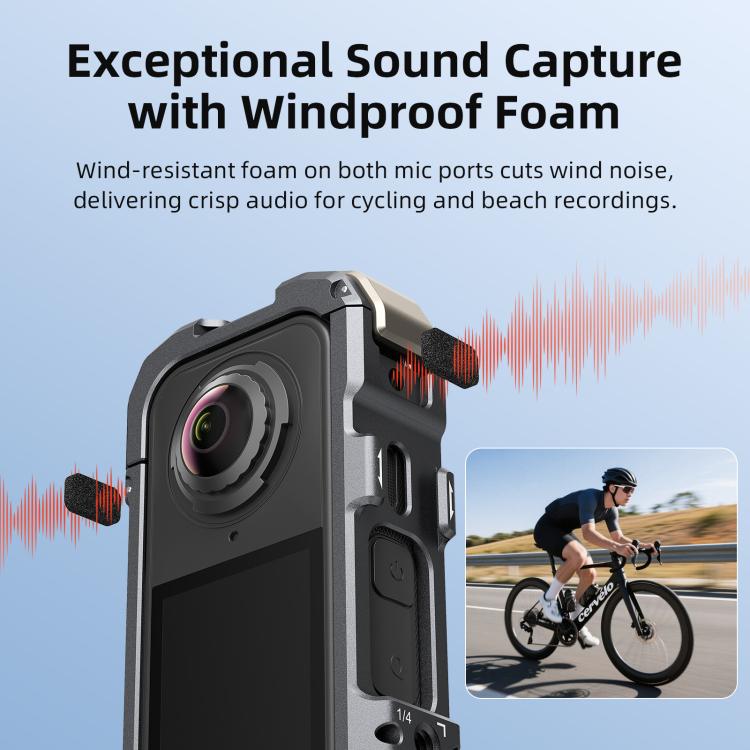 For Insta360 X4 Air aMagisn Quick-Release Metal Cage Wind Noise Reduction Expandable Frame with Lens Cap