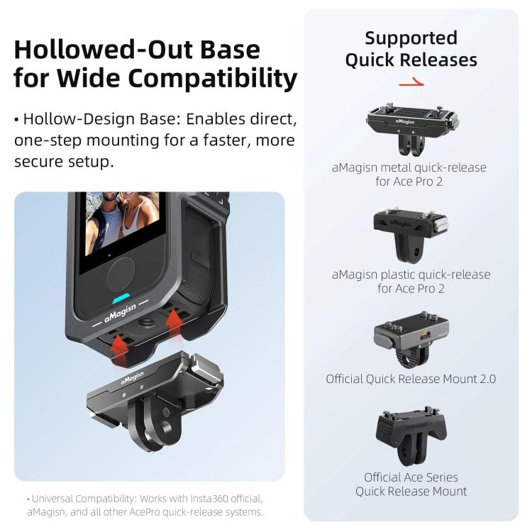 For Insta360 X4 Air aMagisn Quick-Release Metal Cage Wind Noise Reduction Expandable Frame with Lens Cap