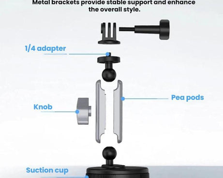 Flymile Car Suction Cup Mount For DJI Osmo Pocket 3 / Osmo Action 6 / 5 Pro