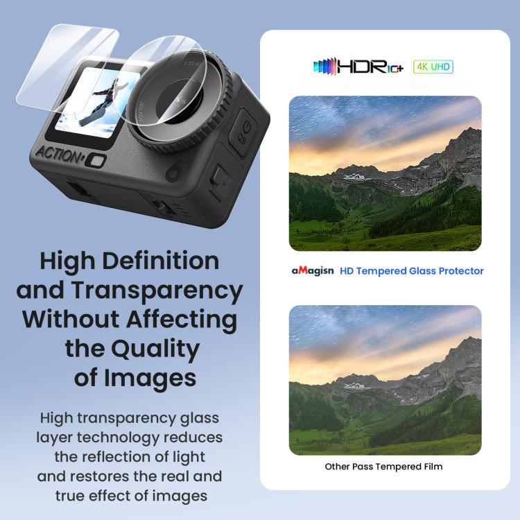 For DJI Osmo Action 6 aMagisn 9H Hardness Tempered Glass Screen Protector