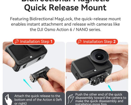For DJI Osmo Action 6/Nano aMagisn Bidirectional Magnetic Quick Release Adapter  2.0