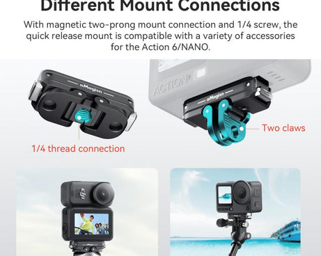 For DJI Osmo Action 6/Nano aMagisn Bidirectional Magnetic Quick Release Adapter  2.0