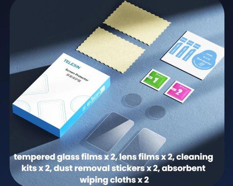 For DJI Osmo Nano TELESIN Tempered Glass Screen Protector + Camera Lens Soft Film