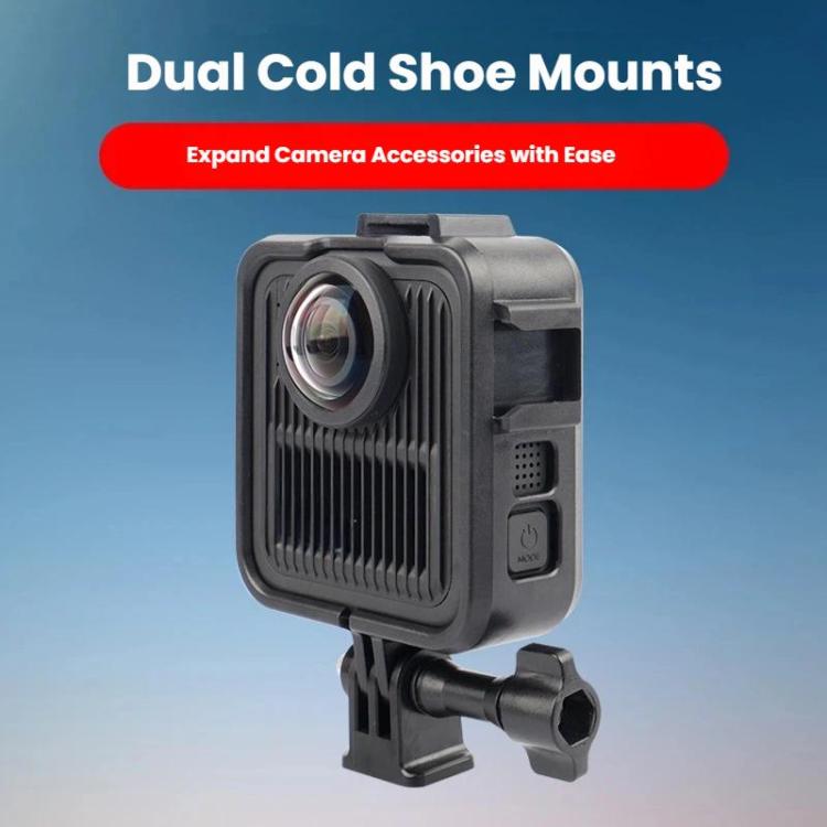 For GoPro MAX2 Plastic Frame Side-Open Protective Cage with Dual Cold Shoe Mounts, Plastic Frame