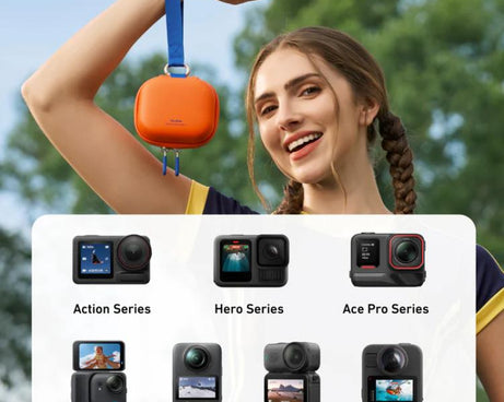 TELESIN DisAdv Mini Hard Shell Carrying Case For Action Cameras Universal Storage Bag With Wrist Strap