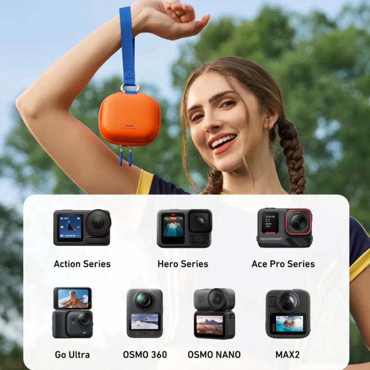 TELESIN DisAdv Mini Hard Shell Carrying Case For Action Cameras Universal Storage Bag With Wrist Strap