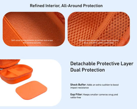 TELESIN DisAdv Mini Hard Shell Carrying Case For Action Cameras Universal Storage Bag With Wrist Strap