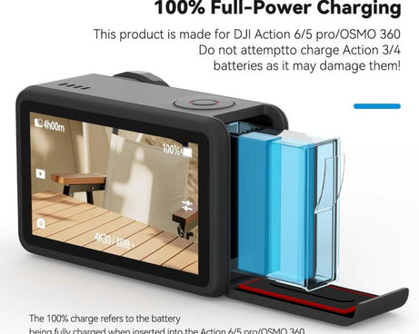 TELESIN Fast Charging Case For DJI Osmo Action 6 / 360 / 5 Pro 3-Slot Battery Storage Box