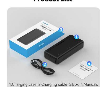 TELESIN Fast Charging Case For DJI Osmo Action 6 / 360 / 5 Pro 3-Slot Battery Storage Box
