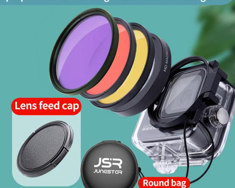 For GoPro HERO13/12/11/10/9/8 Black Action Camera, JSR Filter Adapter Ring+Lens Cover, JSR Red Diving Filter With Adapter Ring, JSR Purple Diving Filter With Adapter Ring, JSR Yellow Diving Filter With Adapter Ring, JSR 16X Macro Filter With Adapter Ri...