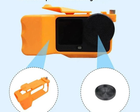 For DJI Osmo Action 6 Street Photo Handle Action Camera Handheld Bracket Cage Accessory, Frame Black, Frame Orange, Frame+Lens Cap Black, Frame+Lens Cap Oramge